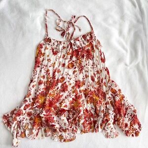 FP One Free People Floral Ruffle Tank LG